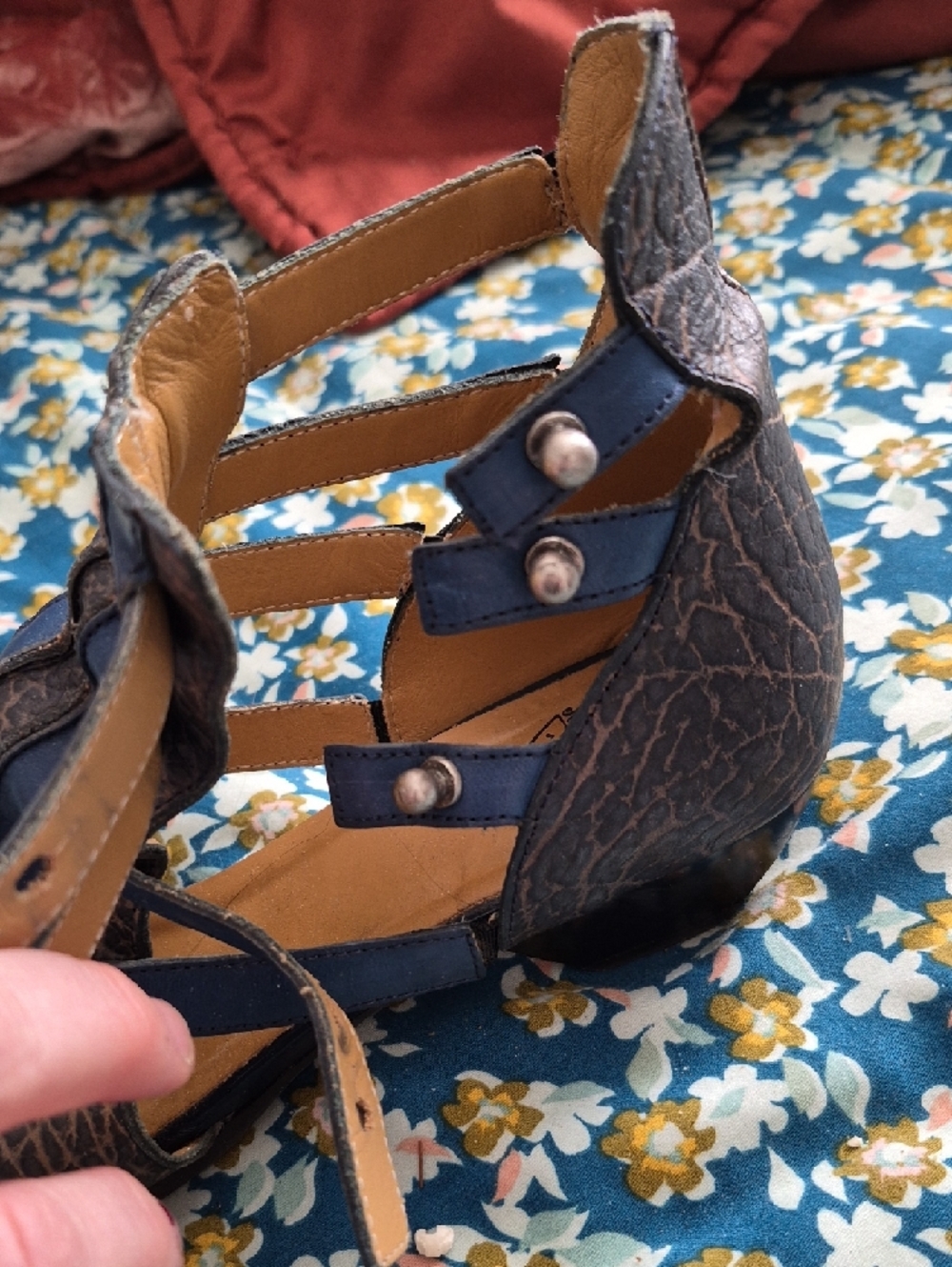 Fluevog Bekkie's Size 7 Women’s Blue Leather Pointed-Toe Heels - Picture 10 of 11